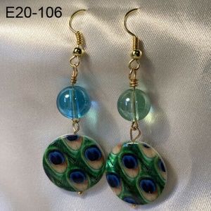 Peacock themed drop earrings (E20-106) on Gold Filled ear hooks